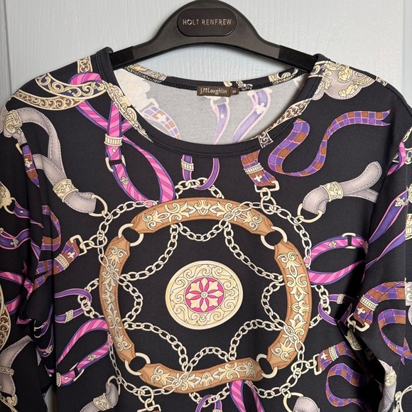 J. Mclaughlin Catalina Cloth Top Sz M Knit Signature Equestrian Print Classic - Picture 4 of 15